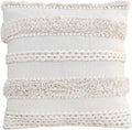 Cream Beige Boho Decor Throw Pillow Cover 20x20 - Textured Woven Handmade Decorative Pillow Case for Living Room Decor, Couch, Bedroom, Office (Pack of 1)