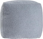 L. R. Resources, Inc. LR Home Handmade Contemporary Solid Boucle Square Indoor Medium Pouf Ottoman, Blue | Foot Rest for Bedroom, Living Room & Dorm Decor | 18 x 18 x 18 Filled Pouf for Seating