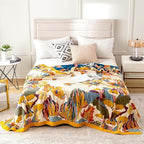 MSGKV Boho Throw Blanket King Size 108" x90'' Cotton Blanket for Bed Spring Decoractive Breathable Throw Blankets Quilt Living Room