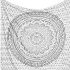ANJANIYA Ombre Wall Hanging Bohemian Tapestry, Metallic Wall Art Bedspread, Psychedelic Hippie Mandala Dorm Décor for Hanging, Bedding, Beach Coverlet Curtain, Silver, 54"X60"
