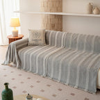 VClife Chenille Sofa Cover Bohemian Striped Pattern Couch Cover for 2 Cushion Sofa - Gray Creamy White Textured Sofa Slipcover Washable Furniture Protector for Couch Decorative Couch Cushion Cover