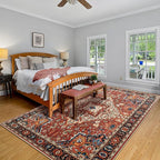 Amearea Vintage Design Orange Area Rugs for Living Room, 4x6 Machine Washable Floral Collection Traditional Bedroom Rug, Low Pile Dinning Room Carpet, No Slip Office Kitchen Home Decor, Orange