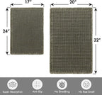 MIULEE Set of 2 Waffle Bathroom Rugs, Boho Bath Rugs Non Slip Washable, Super Absorbent Bath Mats, Ultra Soft Rubber Backed Shower Mats for Bathroom Floor, Tub, Green, 17"x24"+20"x32"