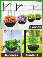 4pcs 14in Thick Felt Hanging Basket Liners - Heavy-Duty 400GSM Non-Woven Fabric Round Planter Liner for Garden Wall Flower Hanging Baskets, Replacement for Coco Fiber Liner