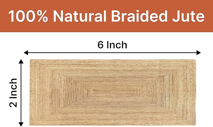 MDS Pack of 1 Handwoven Braided Jute Area Rug 2x6 Rectangular - 100% Natural Burlap Reversible Accent Rugs for Home Decor, Living Room, Doormat, Kitchen, Entryway Rug, Rustic, Farmhouse (2'x6')
