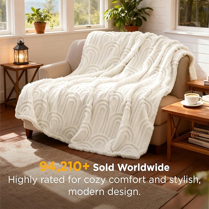 Bedsure GentleSoft Twin Blanket for Bed - Cozy Soft Blankets for Women, Cute Small Fleece Throws for Girls, Gift for Women Her Him, Off White, 60x80 Inches