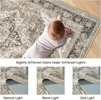 Washable Runner Rug 2.6x8 Runners for Hallways, Ultra-Thin Carpet Runners for Entryway Anti Slip Backing Runner Rugs for Kitchen Laundry Room Indoor Hallway (Brown/Beige)