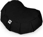 Meditation Cushion (Black) Crescent, Buckwheat Husk Filled, Floor Pillow or Cushions, Yoga Seat, Zafu, Made in The USA