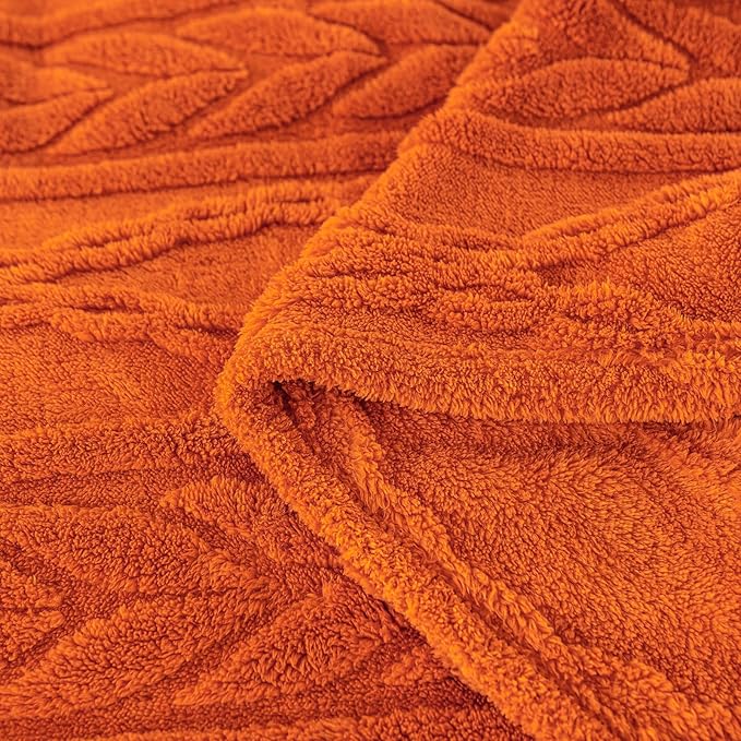 YUSOKI Queen Size Blanket Single Layer,Weight(4.4lb),370GMS-3D Stylish Design for Gift Home Decor (Burnt Orange,90"x90")