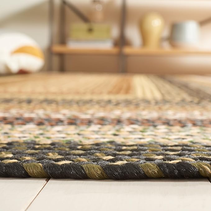 SAFAVIEH Washable Rug Outdoor Braided Collection - 7' x 10' Oval, Multi, Handmade & Reversible, Non-Shedding & Easy to Clean, Ideal for Patio, Backyard, Mudroom (BRD308A)