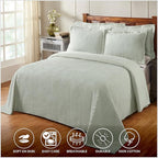 Better Trends Chenille Bedspreads Full/Double Size, Sage 100% Cotton Chenille Stripe Design Tufted Bedding Coverlet Soft Lightweight, 81"x110" 1 Pieces Jullian Collection