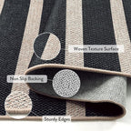 Lahome Elance Striped Easy Jute 5x7 Outdoor Rug, Washable Rugs for Patio Living Room, Farmhouse Neutral Non Slip Non Shedding Black Carpet for Deck Entryway Dining Room Office Porch