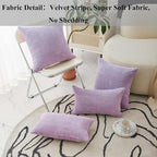 Home Brilliant Purple Throw Pillow Covers 24x24 Set of 2 Decorative Pillow Covers for Couch Striped Velvet Corduroy Accent Pillow Cover for Couch Chair, 24 x 24 Inch, Lavender