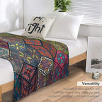 Hippie Bohemian Mandala Throw Blanket Indian Flower Floral Texture Print Blanket for Sofa Bed Couch Chair Or Dorm 50"x60"