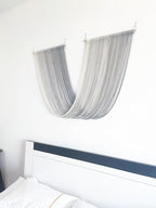 QULBUJ Dip Dye Large Macrame Wall Hanging Tie-Dye Yarn Tapestry Home Boho Wall Decor Ombre Art Headboard Bedroom Living Room 52" Wx34 L,Grey