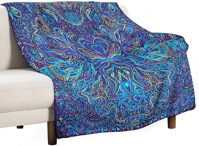 Hippie Bohemian Mandala Throw Blanket Indian Gypsy Abstract Flower Floral Texture Print Blanket for Sofa Bed Couch Chair Or Dorm 60"x80"