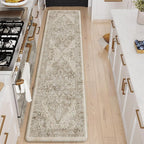 KIMODE Anti Fatigue Kitchen Mats for Floor, 20"x71" Boho Oriental Kitchen Rug, Padded Kitchen Floor Mats Non Slip, Cushioned Standing Mats for Front of Sink Laundry Desk Bedroom Khaki