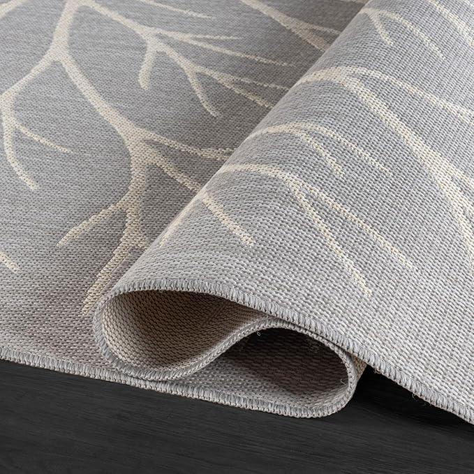 Washable Indoor Outdoor Rug 10x14 Modern Area Rugs Branch Pattern Non Shedding Waterproof Easy Clean Patio Deck Porch Living Room Bedroom Garden RV (10 X 14 Gray)