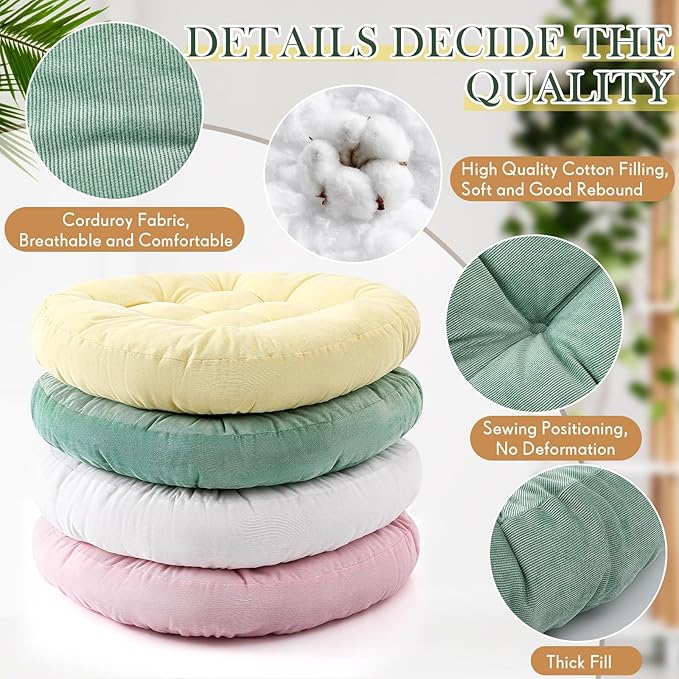 Jerify Floor Pillow Cushions Large Round Square Large Meditation Floor Pillow for Classroom Adult Meditation Picnic Party Seating Learning Daycare School(Round,Macaroon,4 Pcs)
