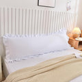 Nanko Body Pillow Case Cover 1 Pack 20x54, White Ruffled Boho Soft Shabby Chic Microfiber Extra Long Decorative Pillow Covers/Pillow Shams, Comfortable Body Pillowcase for Women Men