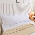 Nanko Body Pillow Case Cover 1 Pack 20x54, White Ruffled Boho Soft Shabby Chic Microfiber Extra Long Decorative Pillow Covers/Pillow Shams, Comfortable Body Pillowcase for Women Men