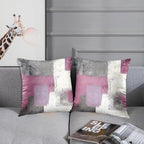 Emvency Set of 2 Pink Painting Throw Pillow Covers Contemporary Line Gray Abstract Modern Design Retro Decorative Pillow Case Home Decor Standard Square 18x18 Inch Cushion Pillowcase