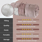 Intelligent Design Edelia Foldable Poly Chenille Light Weight Lounge Floor Pillow Cushion Tufted Seat for Meditation, Game Playing, Yoga, Reading with Travel Wrap, 74x27", Blush