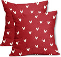 Kawani Valentines Day Pillow Covers 18X18 Inch Red White Hearts Valentine Decorative Square Pillow Cases Set of 2 Valentine's Day Wedding Anniversary Throw Pillows Home Decor for Sofa Bedroom Couch
