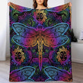 Mandala Boho Throw Blanket Colorful Dragonfly Sun Bohemian Blanket for Sofa Bed Couch Chair Or Dorm 30"x40"