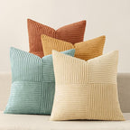 MIULEE Boho Farmhouse Decorative Throw Pillow Covers 20x20 Inch 4 Packs Soft Vintage Pillow Cases Modern Corduroy Patchwork Cushion Covers for Couch Sofa Bed Home Decor, Teal-Rust