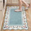 Lahome Floral 2x3 Blue Kitchen Rugs, Small Rugs for Entryway Non Slip Washable Rug Ultra-Thin Front Door Rug Indoor Entrance,Boho Stain Resistant Scalloped Throw for Bathroom Bedroom Ariele (Blue