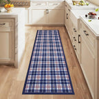 GarveeHome Checkered 2x6 Runner Rug, Machine Washable Stain Resistant Rug with Non Slip Backing, Carpet with Low-Pile for Hallways Kitchen Entryway Bedroom Living Room Blue