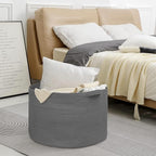 Large Dark Grey Storage Basket, Woven Cotton Rope Baskets for Storage, Big Blanket Organizer Storage Basket for Living Room, Kids Room Toy Storage Organizer Box, Blanket Keeper (22"x14")