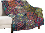 Hippie Bohemian Mandala Throw Blanket Indian Flower Floral Texture Print Blanket for Sofa Bed Couch Chair Or Dorm 40"x50"