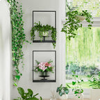 Black Metal Wall Plant Holder - 3-Pack Wall Mounted Plant Stands and Hanging Holders for Indoor Planter and Flower Pot -Rectangle Decor Shelf for Plant Storage (Pot Not Included)