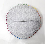 CRAFT KALA 22" Bohemian Floor Pillow Pouf Cover Mandala Boho Large Round Meditation Room Pillow Covers for Adults Seating Poufs Cushion Cover for Kids Playroom Silver Flower
