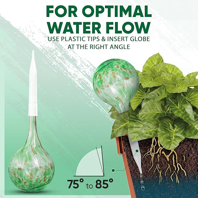 Plant Watering Globes Set of 2 - Small Self Watering Globes for Indoor & Outdoor Plants - Multicolored, Automatic, Glass Watering Bulbs for Daily Use, Plant Watering Devices