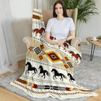 Western Throw Blanket, Cowboy Soft Cozy and Warm Couch Blankets Gift for Western Lover, Decorative Blankets for Sofa Couch Bed, Beige Brown 50×60 inches