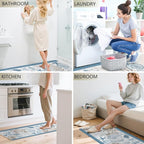 Coastal Rugs for Kitchen Floor, Beach Anti Fatigue Mats for Kitchen Floor Non Slip, 2PCS Rubber Ocean Coral Kitchen Mat, Washable Cushioned Runner Carpet for Sink Laundry 15.7"×27.5" +15.7"×47" 3.5mm