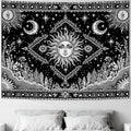 Accnicc Black and White Sun and Moon Tapestry Hippie Boho Celestial Wall Tapestry for Bedroom Aesthetic Vintage Plant Spiritual Small Tapestries Wall Hanging for Dorm Living Room Decor 48 x 36 Inch
