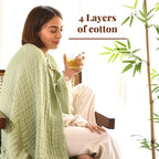 Folkulture 100% Cotton Boho Throw Blanket, 50" X 60", Green and Sage Green