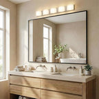 48''x36'' Extra Large Black Bathroom Mirror, Metal Framed Vanity Mirror for Wall, Wide 36x48 Rectangular Mirror Over Sink, Industrial Decor, Flush Mount