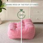 HIGOGOGO Square Stuffed Pouf Ottoman, Corduroy Poufs with Foam Chunk Filling, Furry and Fluffy Pouf Foot Stool Storage Ottoman, 21 X 21 Floor Poufs Foot Rest for Living Room, Pink