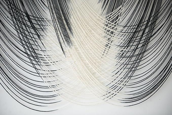 Jakalin Macrame Wall Hanging Black And White Dip Dyed Large Fiber Wall Art Macrame Wall Decor Boho Bedroom Living Room Wall Decor,59" W x 33" L