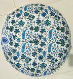 CRAFT KALA Mandala Floor Pillow Cushion Cover Seating Throw Cover Hippie Decorative Bohemian Ottoman Poufs Pom Pom Pillow Cases Indian Cotton Living Room Home Décor 24" Round Set Of 2, Sky Blue Mirchi
