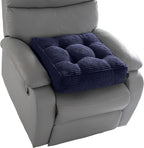 HIGOGOGO Tufted Corduroy Recliner Seat Cushion for Elderly, High Density Foam Large Square Seat Cushion for Recliner Chair, Floor Pillow, Office Chair, Car, No Pressure on Thighs, 20x20x4, Navy
