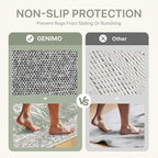 GENIMO 2X5 Washable Vintage Runner Rug for Hallway, Non-Slip Low Pile Chenille Print Rug, Soft Rugs for Indoor Entryway Kitchen Corridor, Sage & Linen