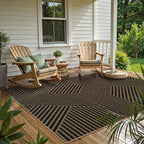 Lahome Enfys Modern Geometric Outdoor Easy Jute Rug, 5x7 Patio Living Room Rug Large Black Carpet for Bedroom, Farmhouse Washable Indoor Outdoor Carpet for Dining Room Backyard Deck