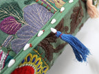 Mam Treasures Indian Bohemian Decorative Pillow Vintage Cushion Cover Patchwork Square Floor Pillow Cover Meditation Cushion Large Floor Pillow Indian Cushion (Dark Green, 22 X 22 X 5 Inch)