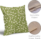 Lime Green Pillow Covers 16x16 Set of 2 Vintage Floral Rustic Old Style Cute Flower Print Decorative Outdoor Pillowcases Seasonal Farmhouse Throw Cushion Case Decor for Couch Sofa Bed